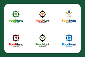 Set Of Food Hunter Logo Designs