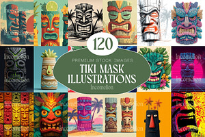 120 Tropical Tiki Mask Illustrations, a Decorative Illustration by Incomelion