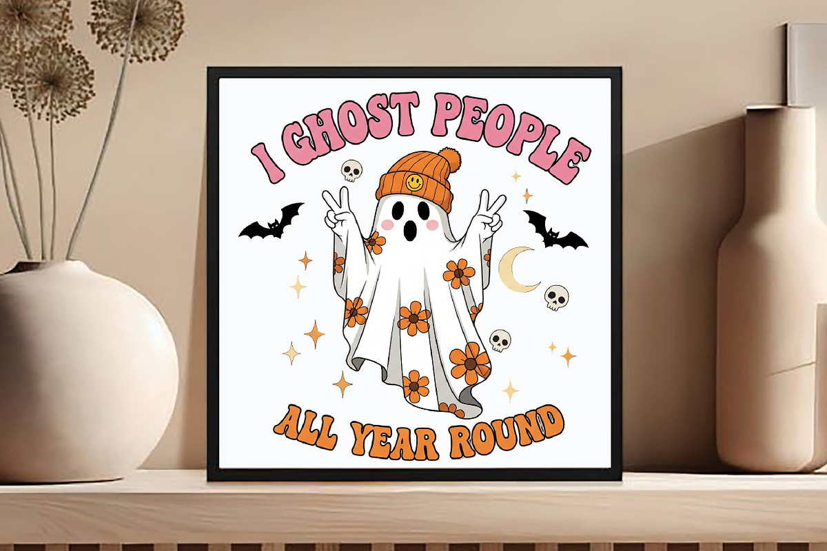 Retro Halloween Ghost PNG Sublimatio, an Illustration by DreamCafeArt (Photo 5 of 7)