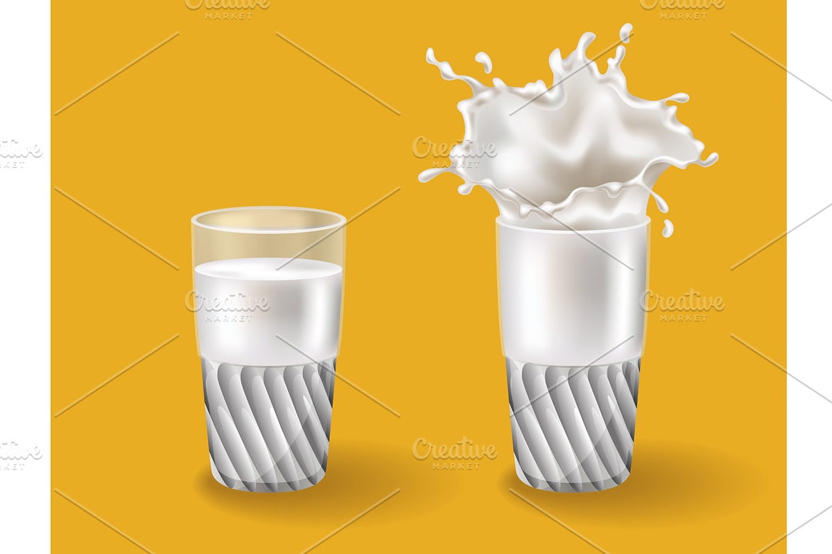 Realistic milk splash in a glass, a Food Illustration by the8monkey
