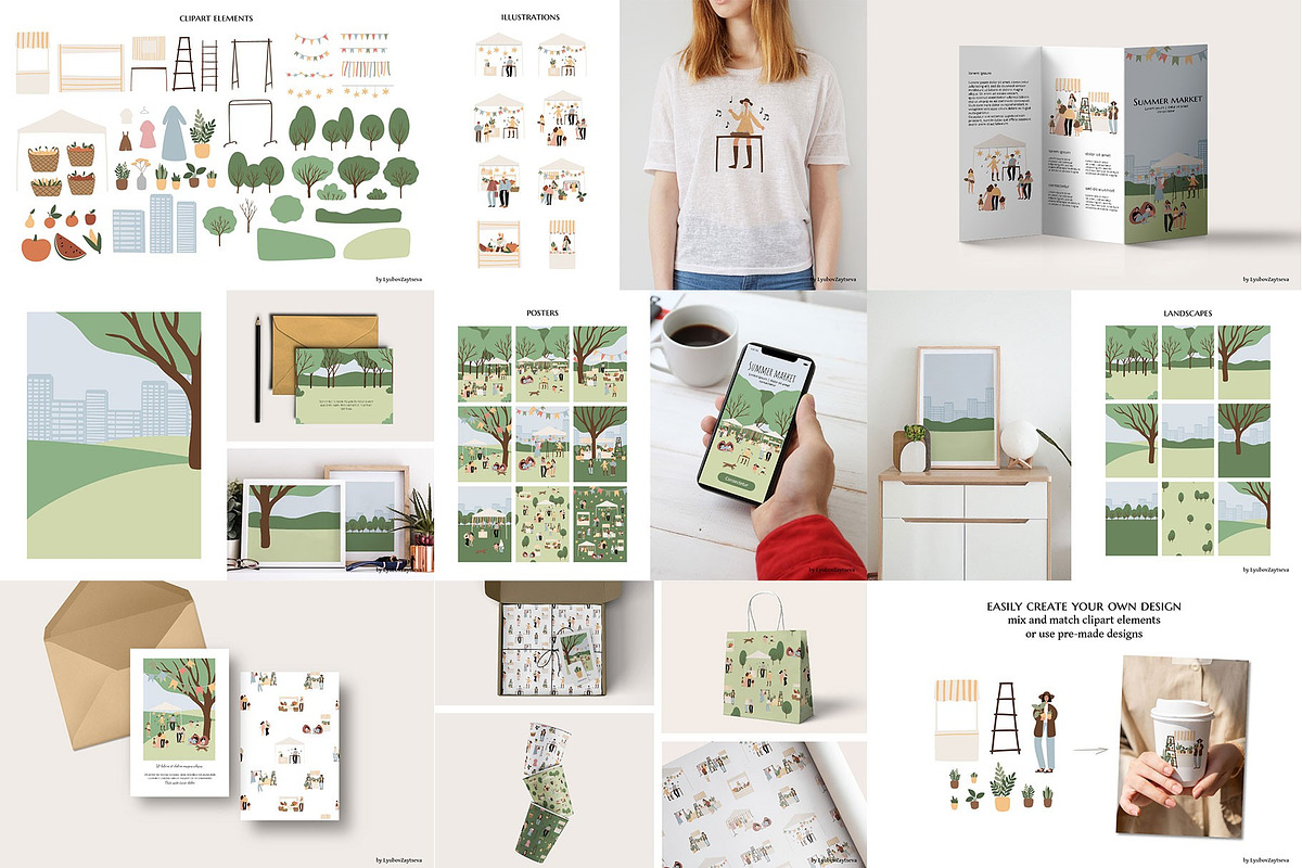 Summer in park illustration bundle, a Person Illustration by LyubovZaytseva (Photo 5 of 9)