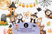 Halloween Woodland Animals Clipart, a Seasonal Illustration by OKArtHub (Thumbnail 1 of 6)