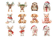Christmas Cute Characters Animals, an Illustration by Design Market (Thumbnail 3 of 3)