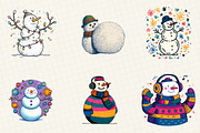 Christmas Snowman Clipart 2, an Illustration by DreamCafeArt (Thumbnail 4 of 6)