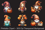Gnome Holding Pumpkin Clipart, an Illustration by RobertsArt (Thumbnail 2 of 7)