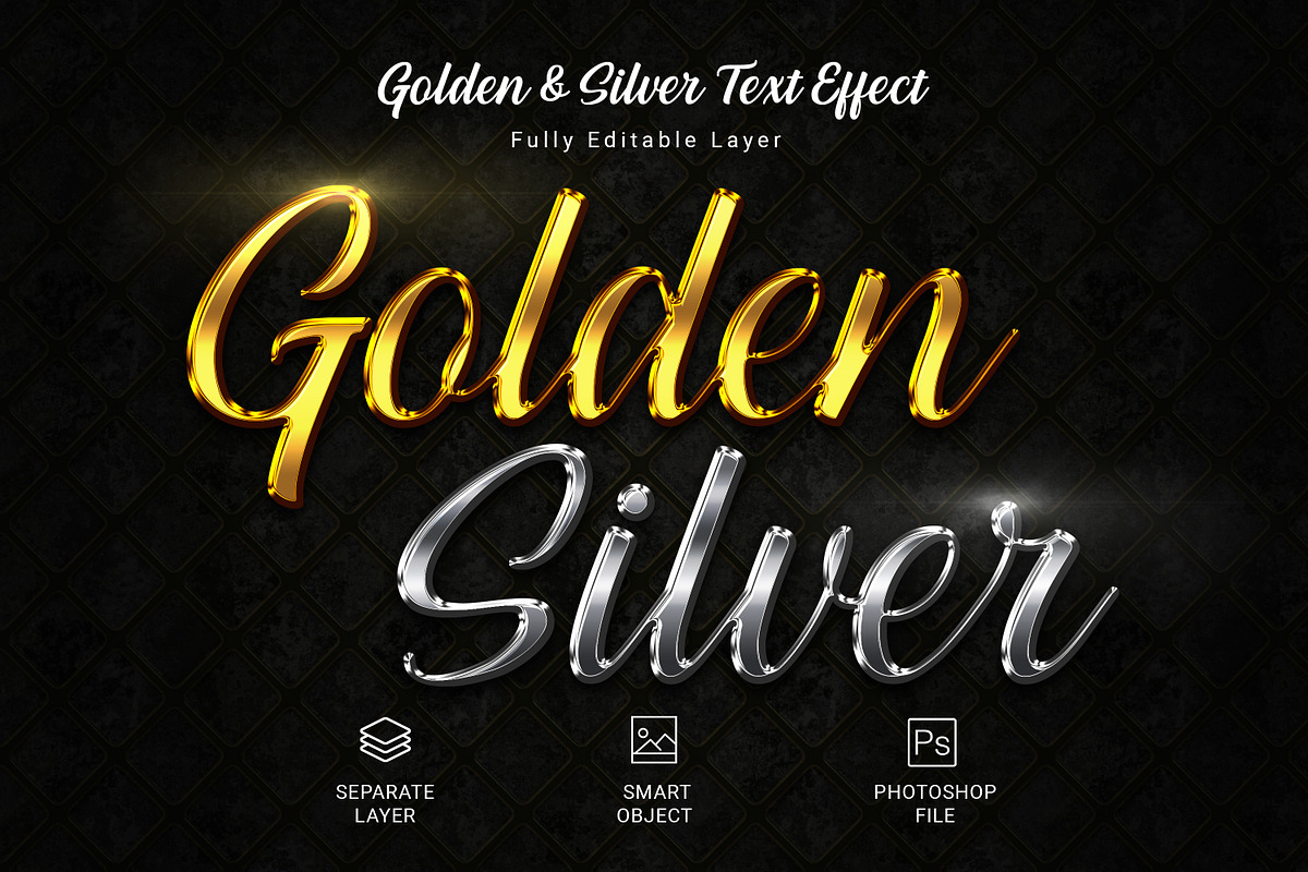 Golden & Silver Text Style Effect, a Layer Style Add-On by zahidhossainalif (Photo 1 of 4)