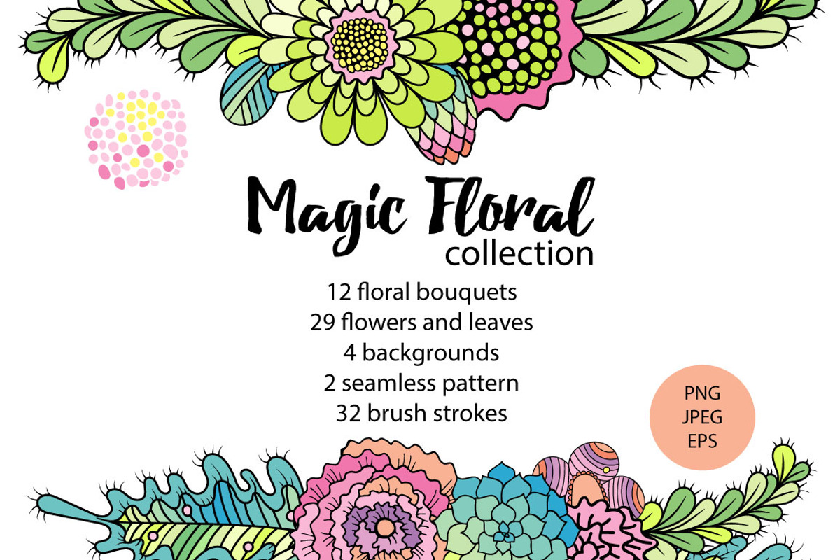 Floral collection. Hand drawn set., an Illustration by antuanetto (Photo 2 of 7)