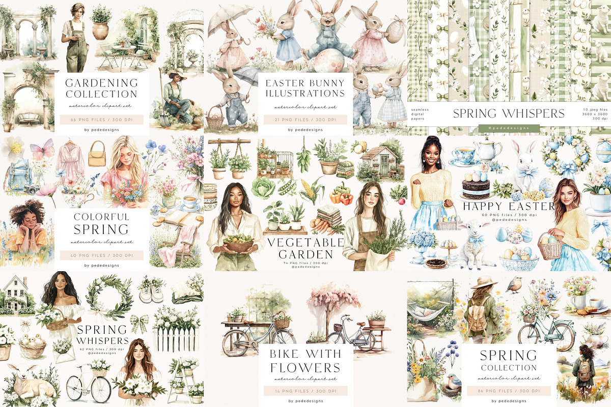 Spring & Easter Bundle, a Seasonal Illustration by PeDe Designs (Photo 4 of 13)