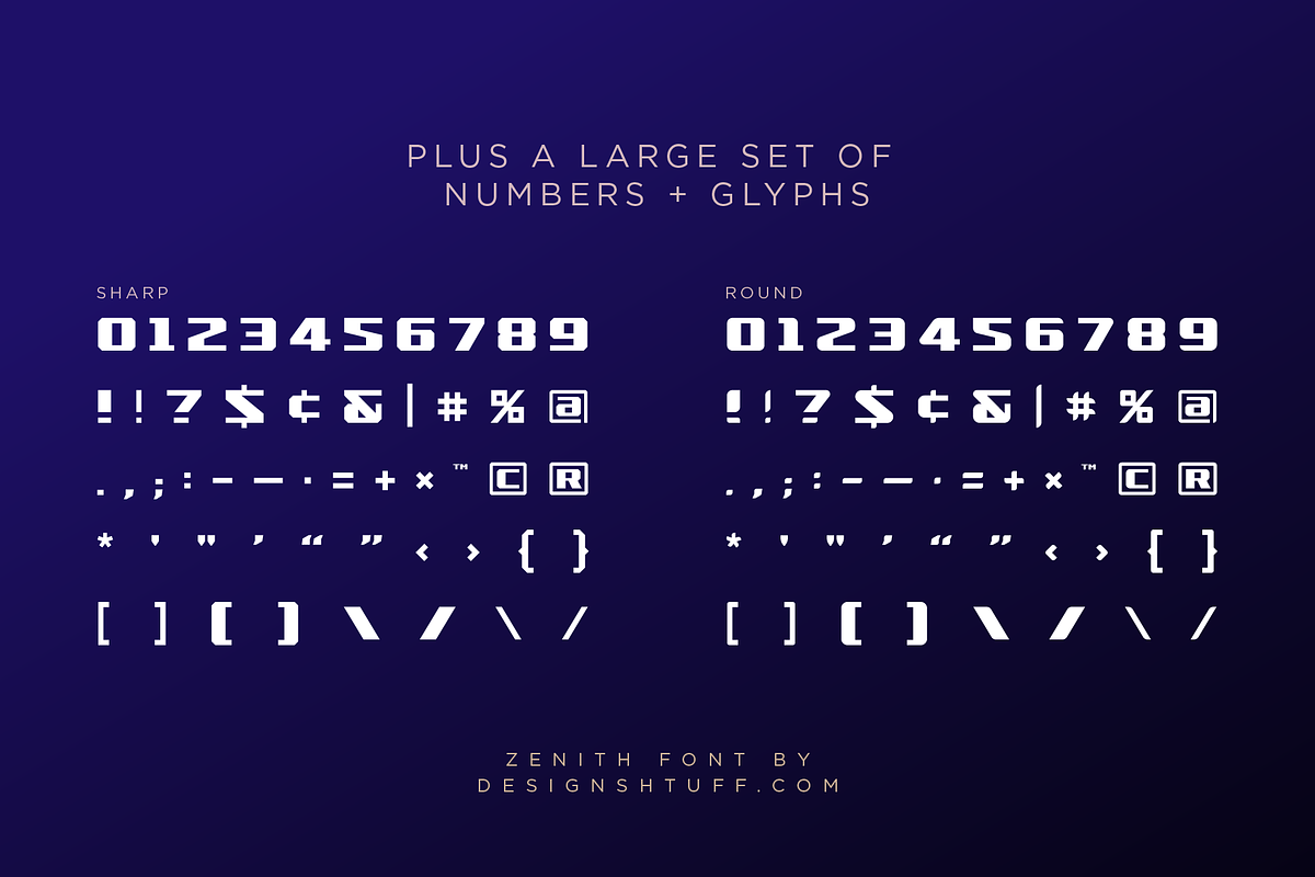 ZENITH DISPLAY FONT • ROUND + SHARP, a Font by DESIGN SHTUFF (Photo 4 of 9)