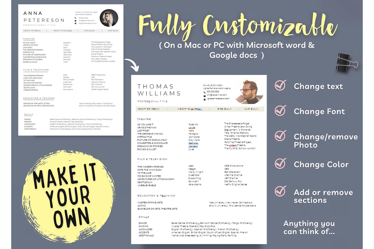 Theatre resume,cover letter template, a Resume Template by Climbwithelevator (Photo 3 of 5)
