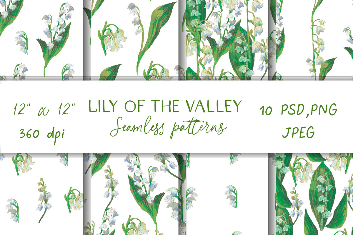 Lily of the Valley Crayons  Seamless, a Pattern Graphic by Lucyinyourheart (Photo 1 of 10)