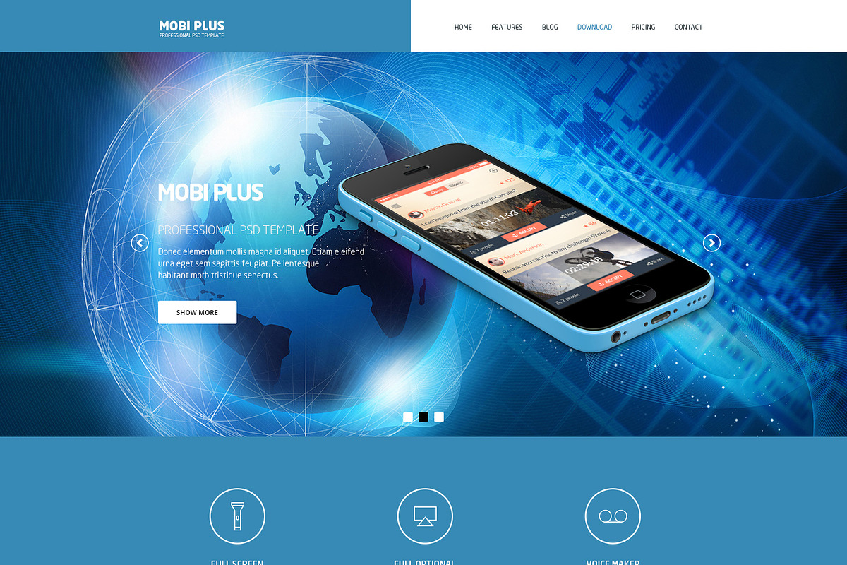 Mobi Plus PSD Website Template, a Landing Page Template by Aedaddy (Photo 2 of 2)