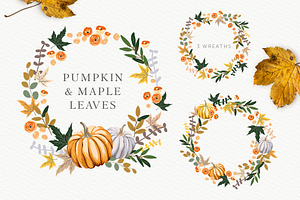 Pumpkin & Maple Leaves