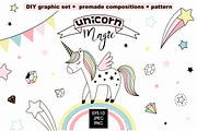 Unicorn Magic cliparts & patterns, a Decorative Illustration by @olga.angelloz (Thumbnail 6 of 6)