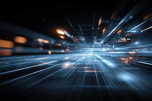 Dynamic digital landscape with glow, a Technology Photo by MistyDay