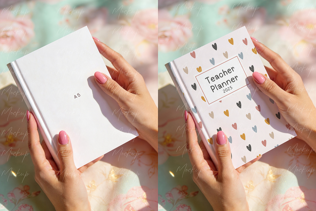 Hardcover Book in Hands Floral Mocku, a Product Mockup by TatiMockup (Photo 2 of 3)