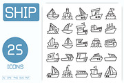 Ship and Boat Line Icons Set, an Outline Icon by Designfour (Thumbnail 1 of 7)