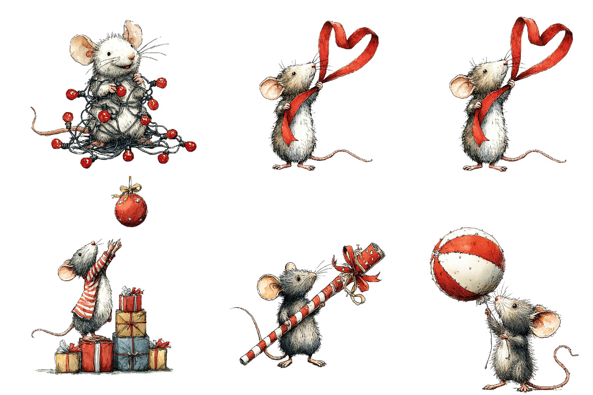 Christmas Mouse clipart, an Illustration by CreationArt (Photo 5 of 5)