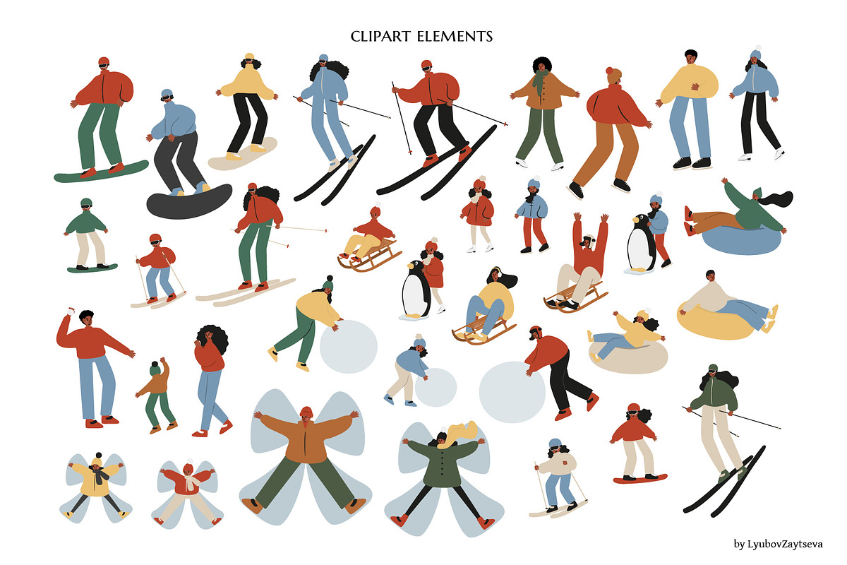 winter activities illustrations, an Object Graphic by LyubovZaytseva (Photo 4 of 8)