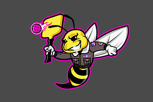 Pickle Ball Bee Mascot Logo