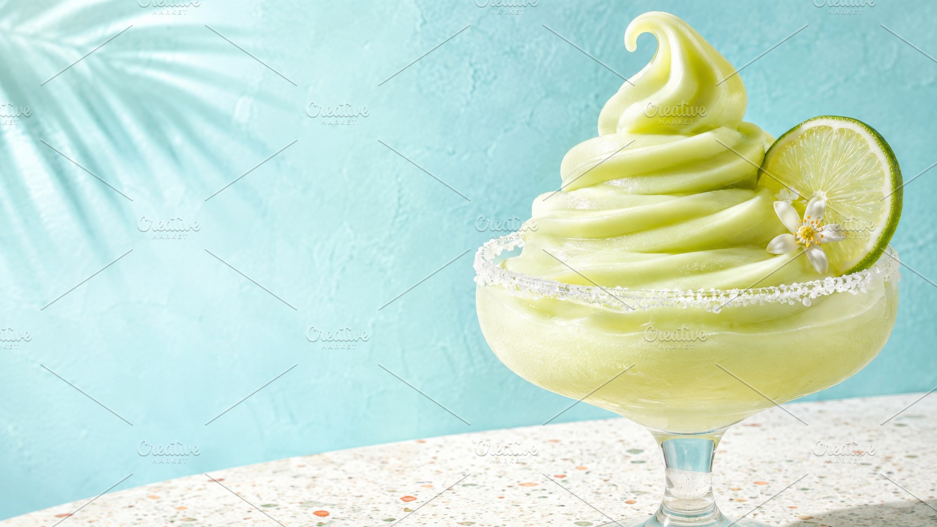 Soft serve margarita in glass with l, a Photo by Dvoevnore photos