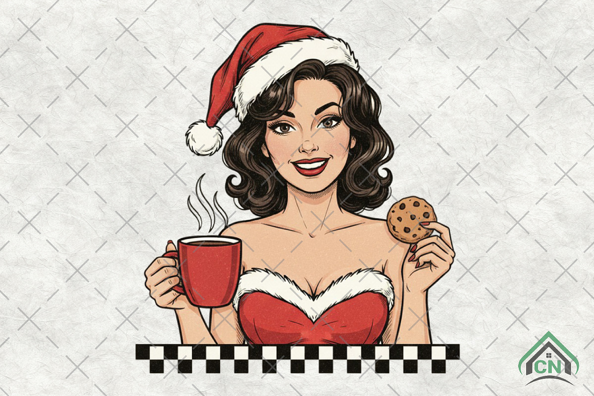 Retro Girl Christmas Coffee Club PNG, an Illustration by Craft Nest (Photo 1 of 6)