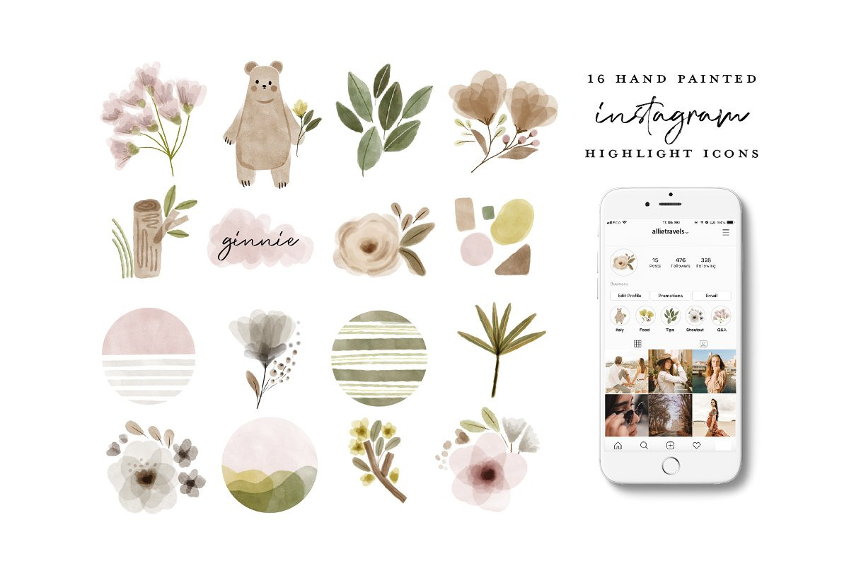 64 Watercolor Instagram Highlight, an Animal Illustration by beatriceviyiwi (Photo 5 of 5)