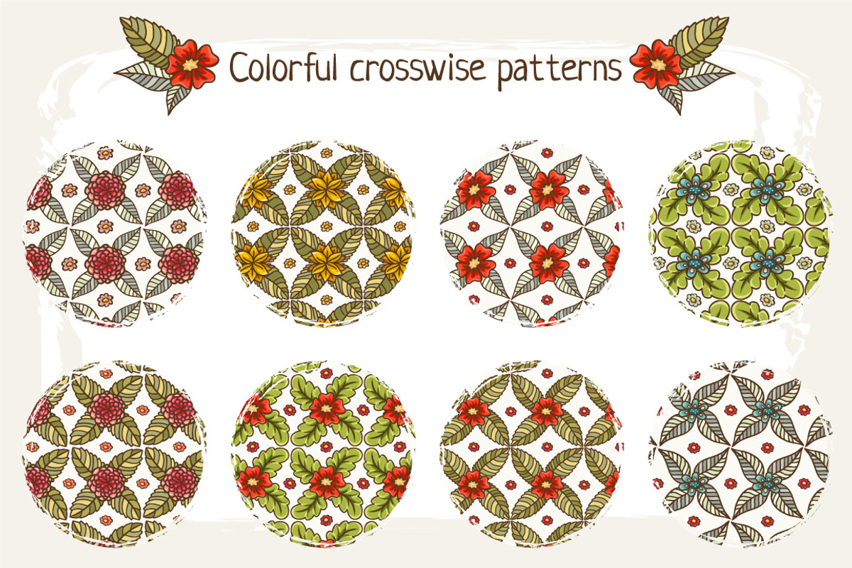 Set of 16 floral patterns preview 2
