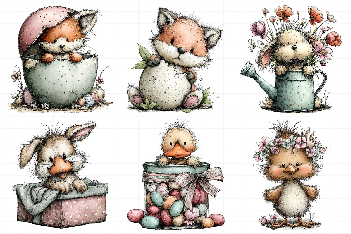 Cute Peeking Easter Animals Clipart, an Illustration by Daily.Designs (Photo 6 of 8)