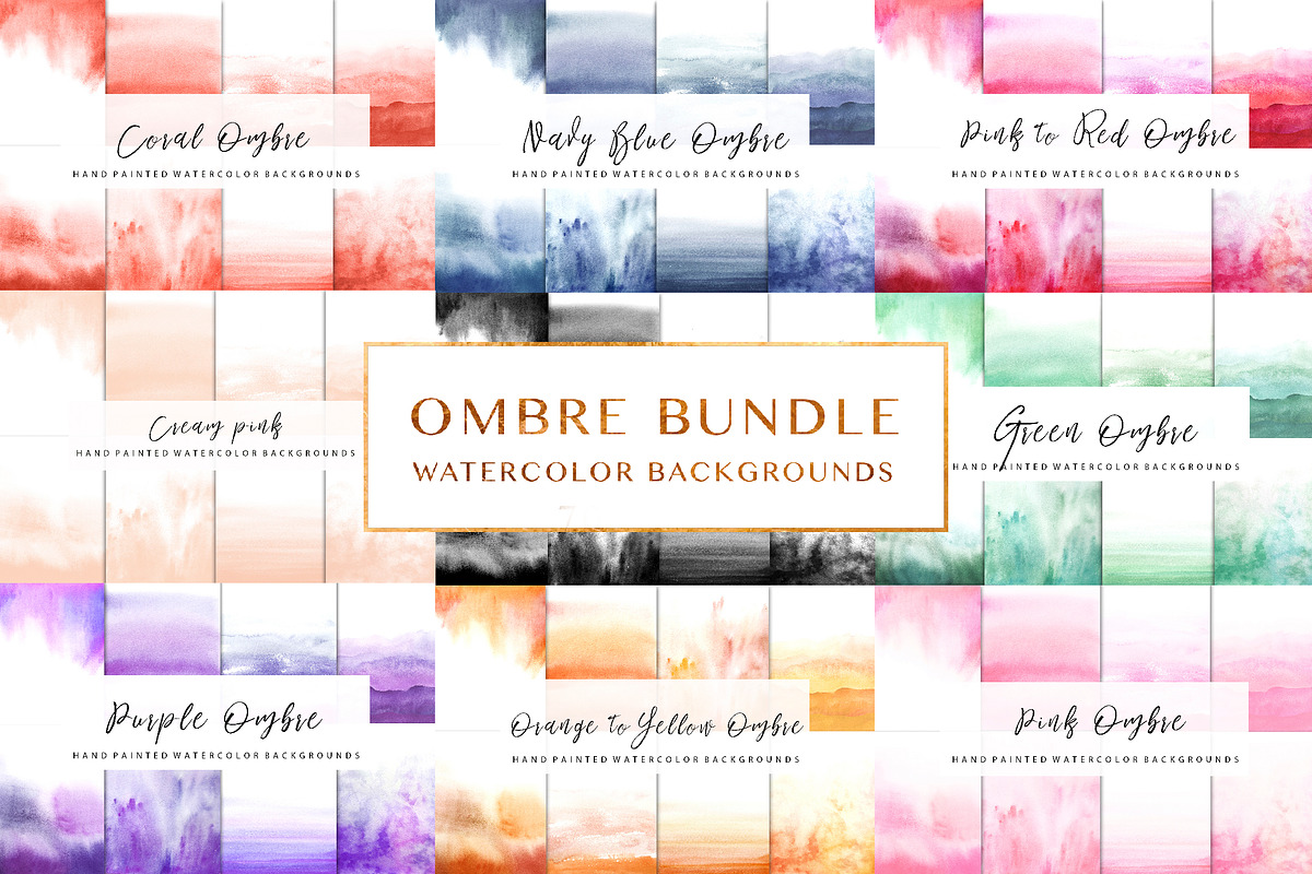 Ombre bundle watercolor backgrounds, a Texture Graphic by GraphicRain (Photo 1 of 11)