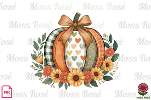 Patchwork Pumpkin with Florals, a Graphic by Moss Rose