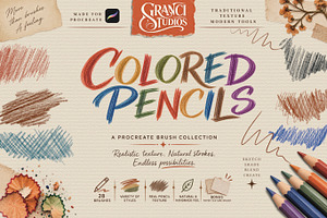 Colored Pencils Procreate Brushes, a Brush Add-On by GRANCI STUDIOS