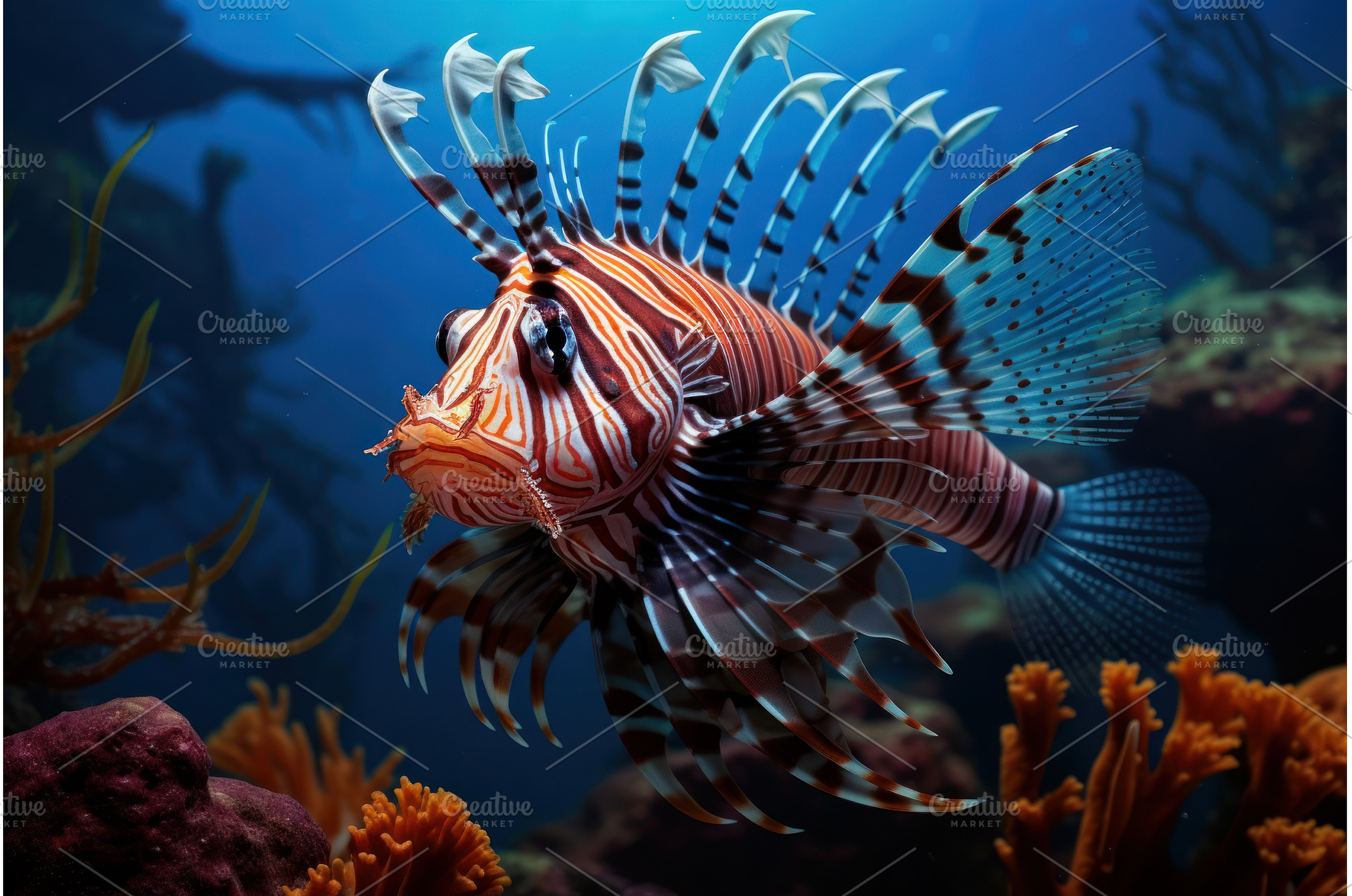 Ocean lionfish. Generate Ai, an Animal Photo by Ylivdesign