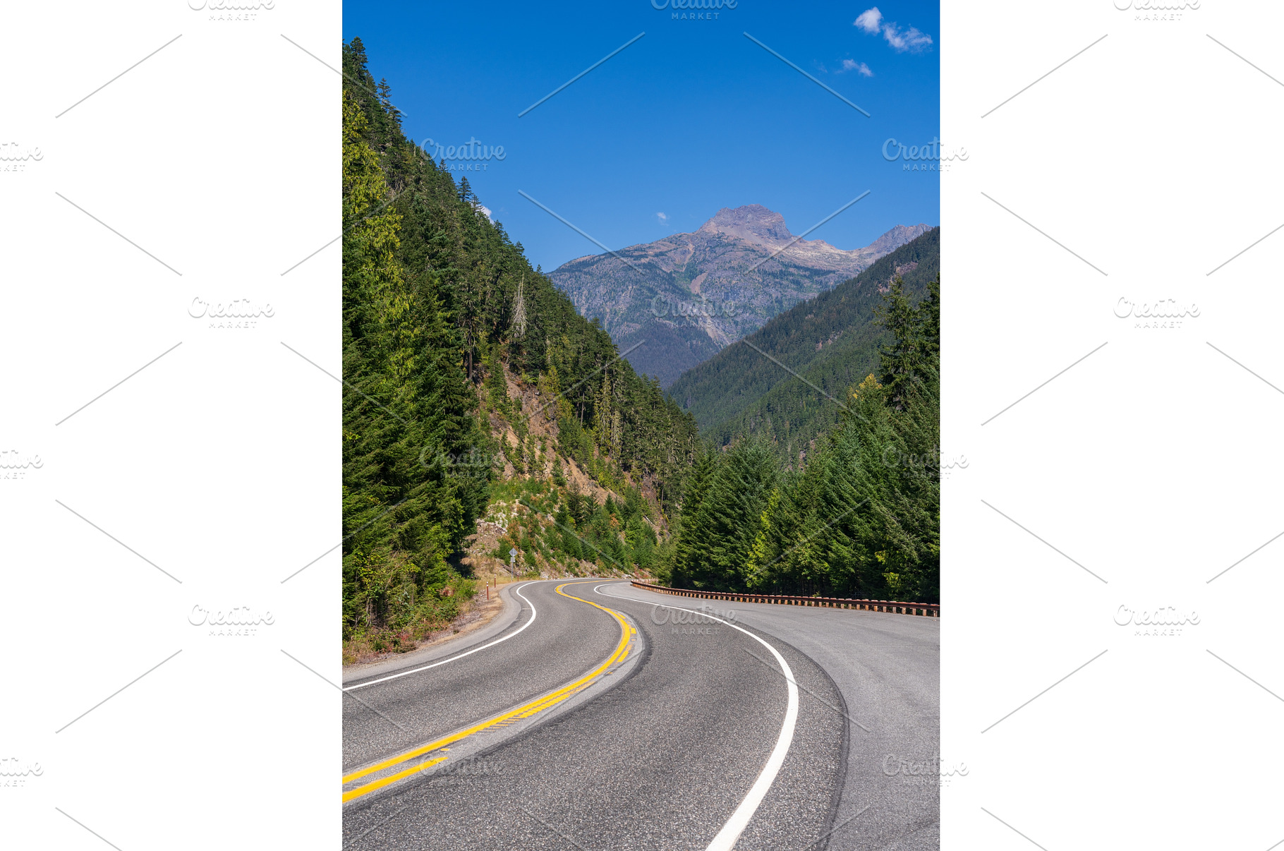 Winding North Cascades Highway with, a Nature Photo by Backyard Stock