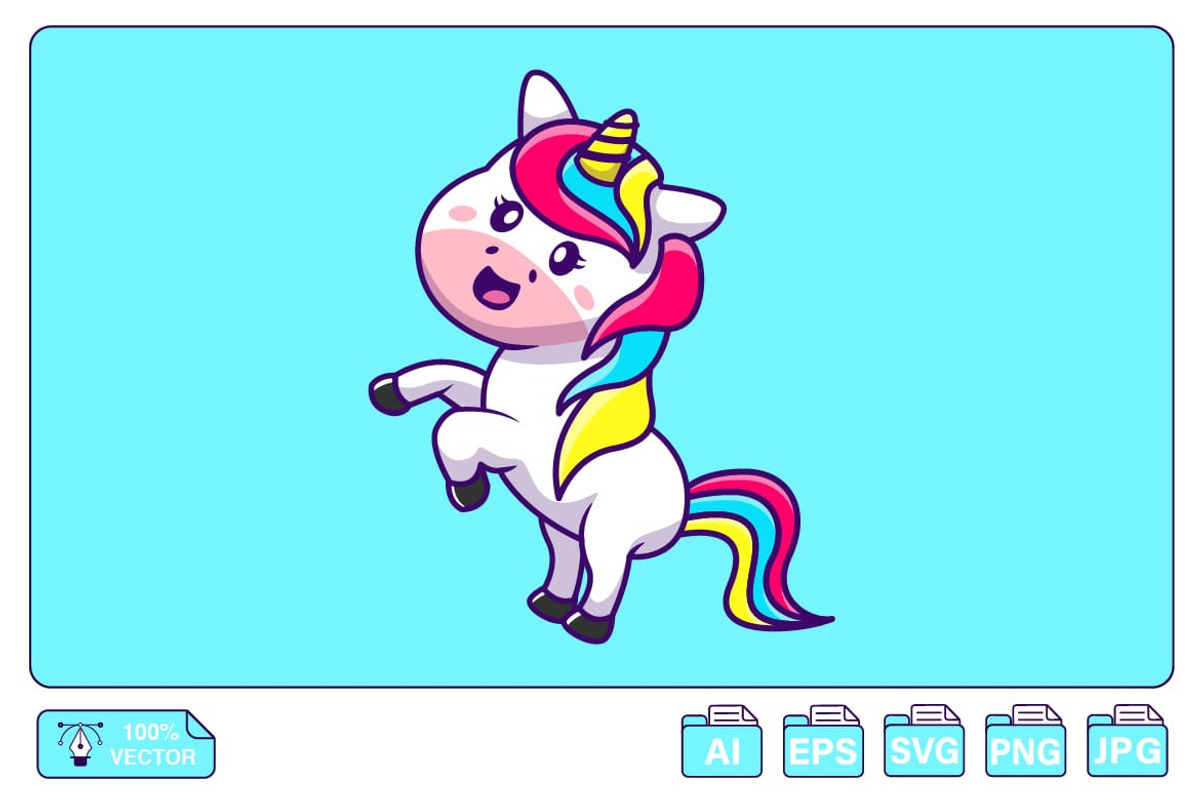 Cute Unicorn Standing Cartoon, an Animal Illustration by Artstorystudio (Photo 1 of 3)