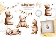 Teddy Bear's birthday watercolor art, an Animal Illustration by Navenzeles (Thumbnail 4 of 11)
