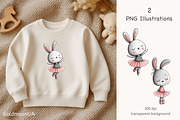 Ballet Bunny Vibes Patterns & Clipar, an Animal Illustration by GoldmoonUA (Thumbnail 3 of 5)