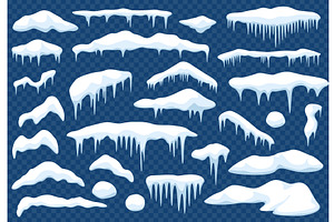 Cartoon Snow Caps. Snowdrift, Pile