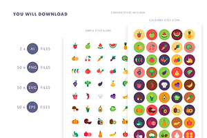 50 Fruits & Vegetable Icons