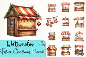 Festive Christmas Market Clipar, an Illustration by CrexoraLab