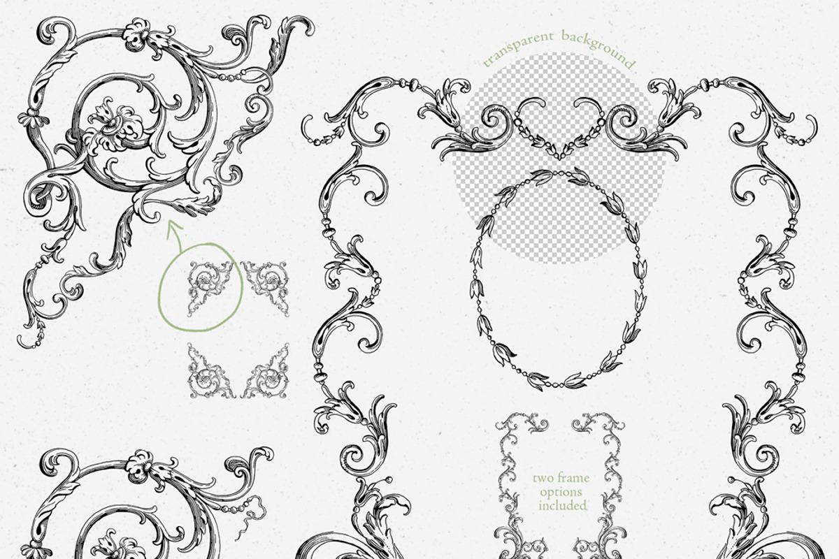Wedding clip art blue baroque frames, a Decorative Illustration by GrafikBoutique (Photo 4 of 11)