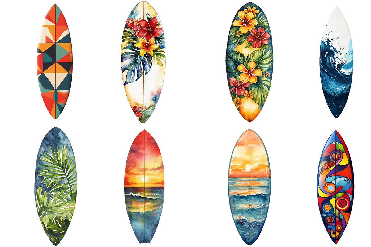 Retro Summer Surfboards Clipart, an Illustration by Pixels.Craft (Photo 2 of 6)