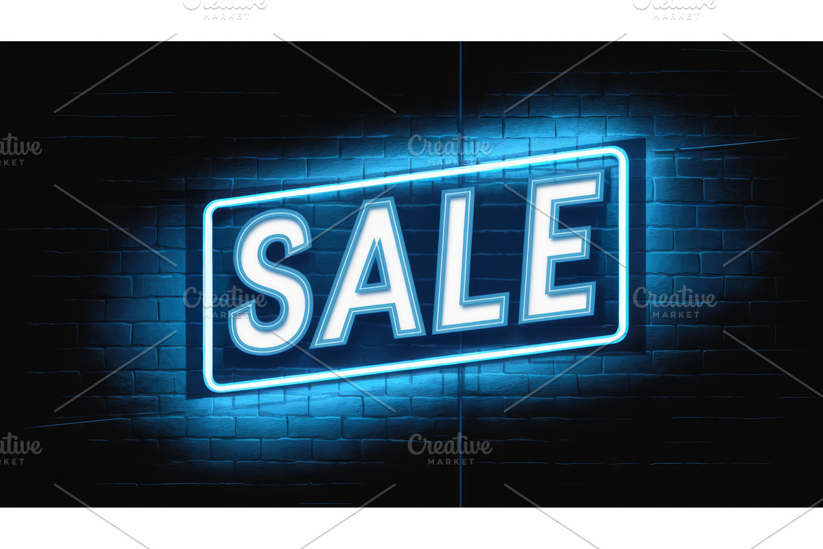Neon SALE Sign on Brick Wall, a Graphic by tilialucida