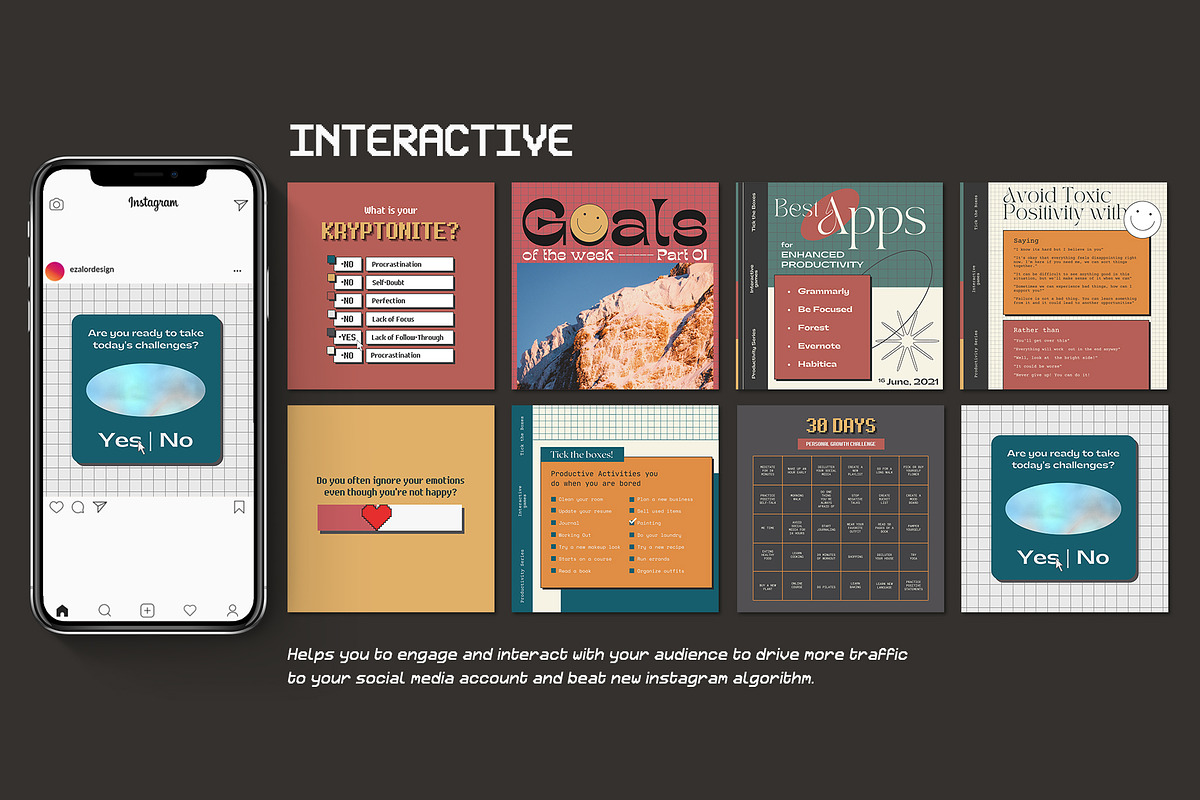 Instagram Engagement Retro CANVA, a Social Media Template by Analogi Studio (Photo 6 of 24)