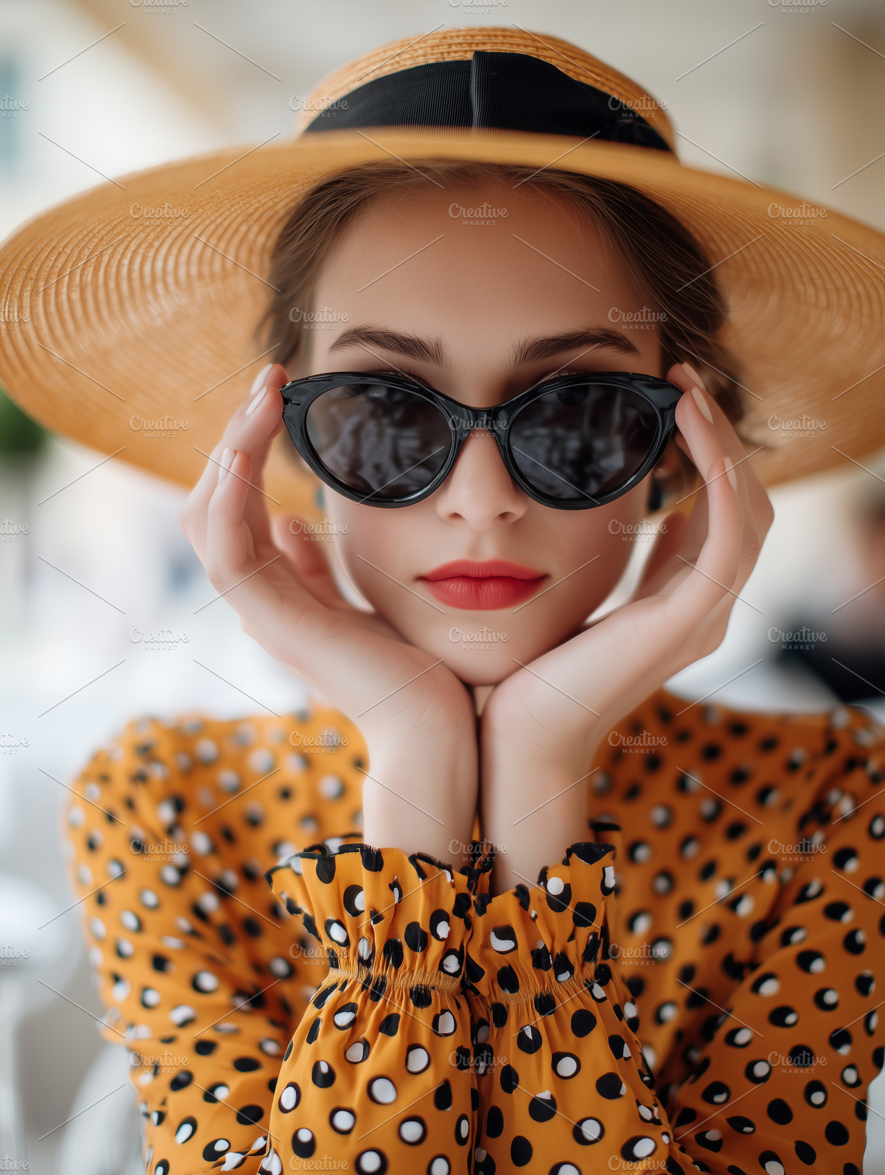Stylish woman in polka dot dress, a Beauty & Fashion Photo by MistyDay