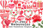 Red Valentine's Day Clipart, an Illustration by Libby Wishes (Thumbnail 1 of 7)
