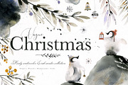 Vague Christmas Watercolor & Ink Set, an Animal Illustration by Bibela (Thumbnail 1 of 14)