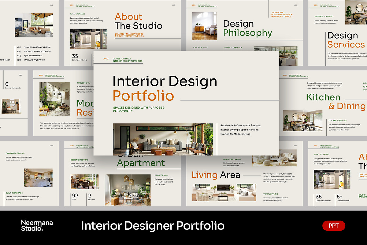 Beige Minimal Interior Design PPT, a Presentation Template by Neermana (Photo 1 of 4)