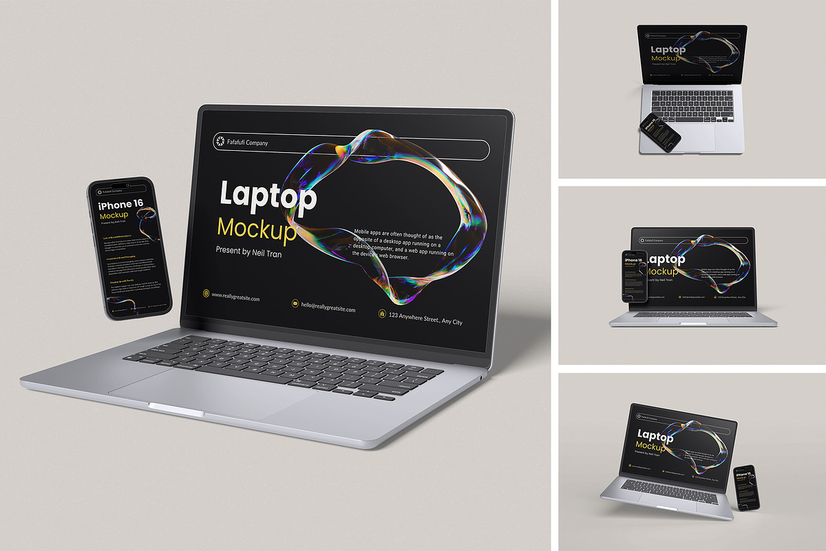 Laptop and Iphone Mockup, a Wearable Device Mockup by Twins_studio926 (Photo 1 of 5)