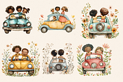 RETRO KIDS DRIVING CARS CLIPART PACK, a Person Illustration by Daring Digies (Thumbnail 3 of 7)